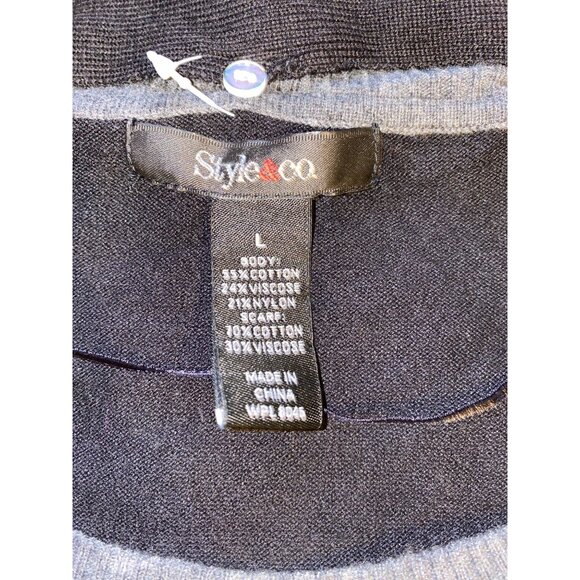 Style & Co Womens L Hooded Color Block Cardigan With Sequin Accents Black/Grey - Picture 5 of 8